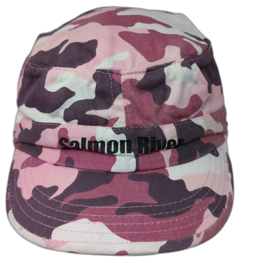 Cameo Army Cap Hat Pink White Camo XL Salmon River Embroidered Fishing Cotton